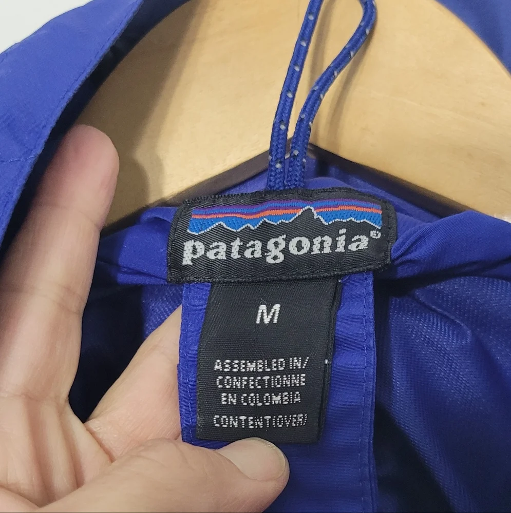 Patagonia Essen Shell Blue Jacket Full Zip Waterproof Outdoor Hoodie Medium - Picture 7 of 16